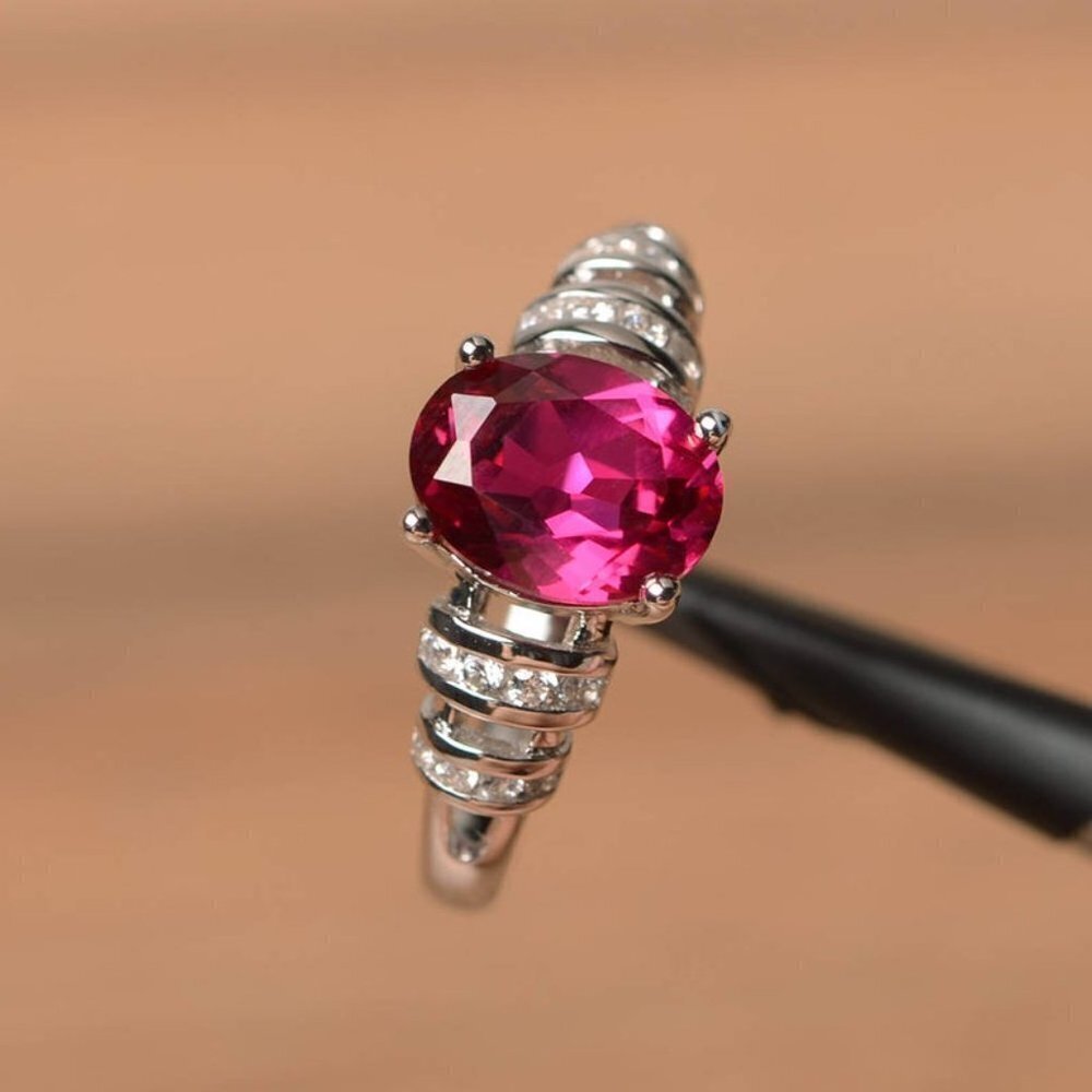 💝 Refine Oval Pure Zircon Romantic Silver Elegant Rings for Women, PD349 - Picture 4 of 4